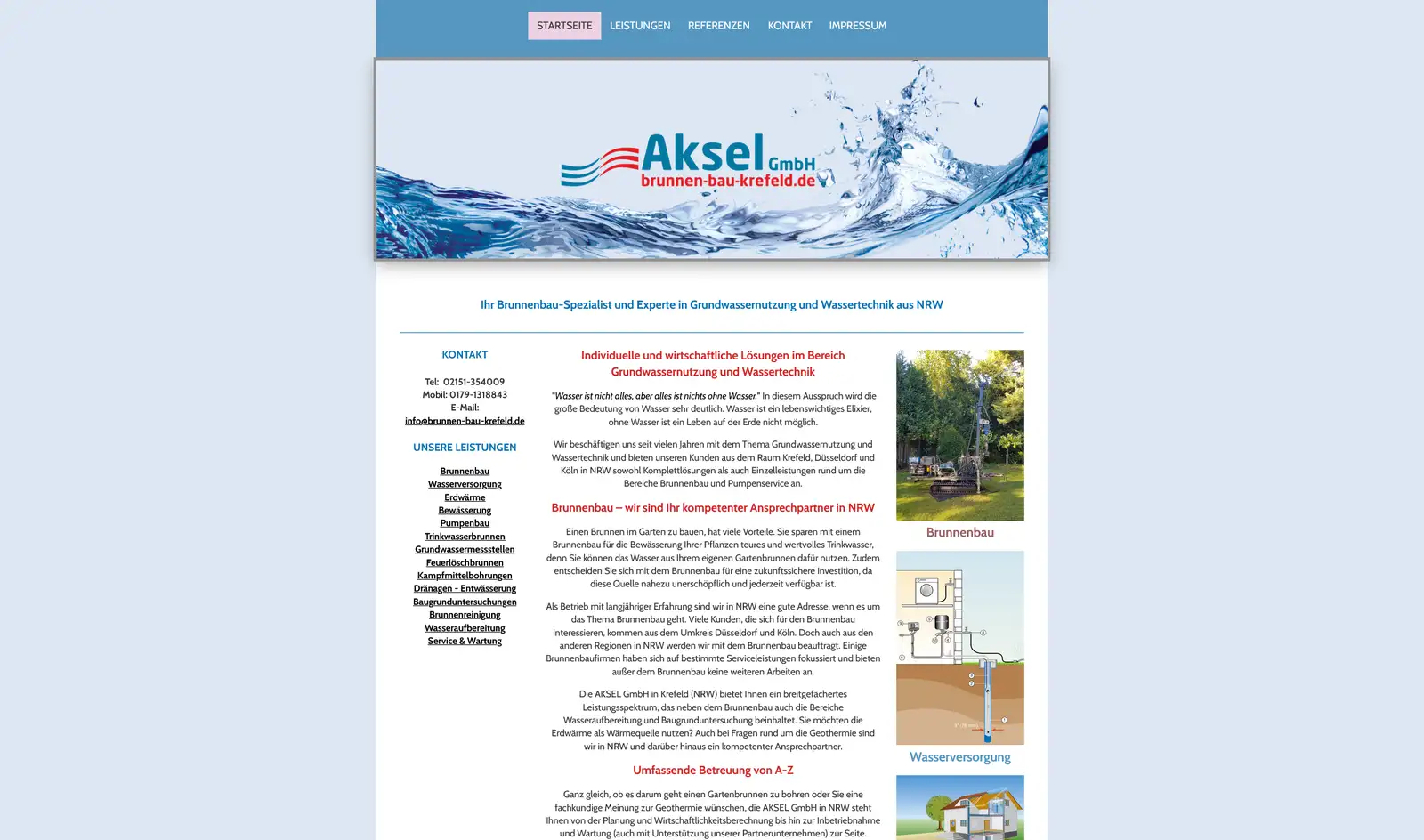 Screenshot Webseite AKSEL GmbH - Bewässerung