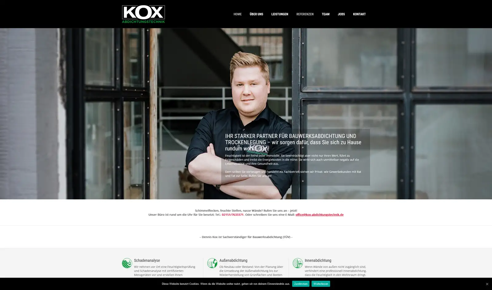 Screenshot Webseite KOX - Abdichtungstechnik